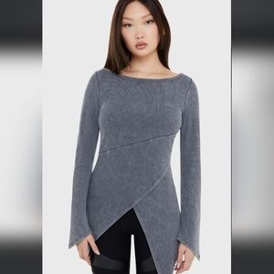 Killstar Asymmetrical Gray Long Sleeve Top